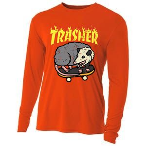 Opossum Skateboard Trasher Funny Possum Skater Cooling Performance Long Sleeve Crew