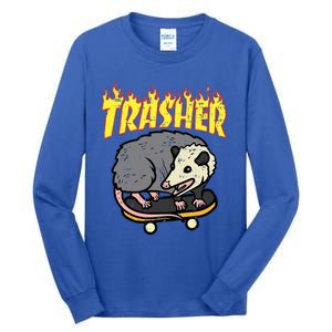 Opossum Skateboard Trasher Funny Possum Skater Tall Long Sleeve T-Shirt