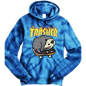 Opossum Skateboard Trasher Funny Possum Skater Tie Dye Hoodie