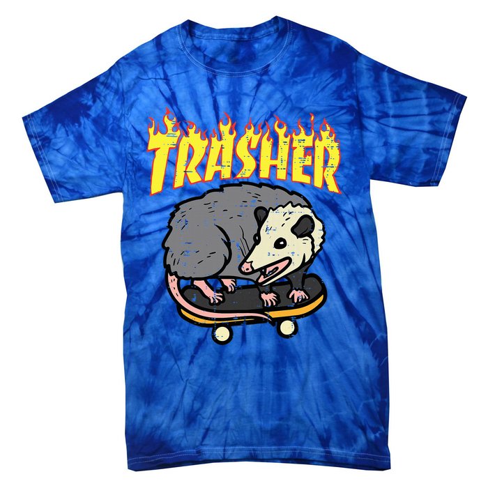 Opossum Skateboard Trasher Funny Possum Skater Tie-Dye T-Shirt