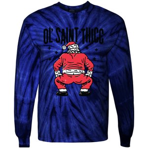 Ol Saint Thicc Funny Santa Tie-Dye Long Sleeve Shirt