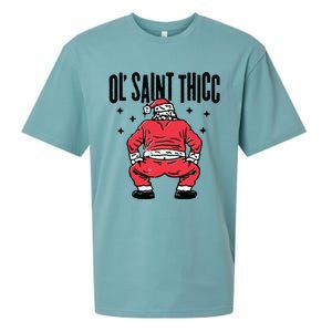 Ol Saint Thicc Funny Santa Sueded Cloud Jersey T-Shirt