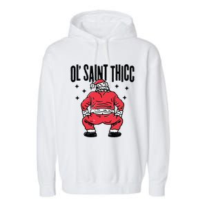 Ol Saint Thicc Funny Santa Garment-Dyed Fleece Hoodie