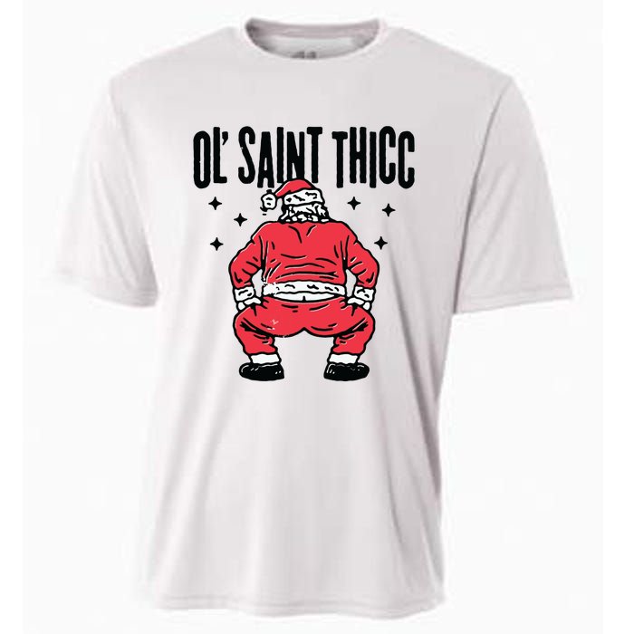 Ol Saint Thicc Funny Santa Cooling Performance Crew T-Shirt