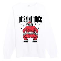 Ol Saint Thicc Funny Santa Premium Crewneck Sweatshirt