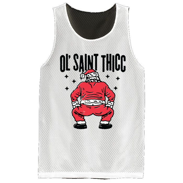 Ol Saint Thicc Funny Santa Mesh Reversible Basketball Jersey Tank