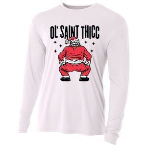 Ol Saint Thicc Funny Santa Cooling Performance Long Sleeve Crew