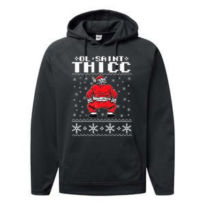 Ol Saint Thicc Christmas Design Performance Fleece Hoodie