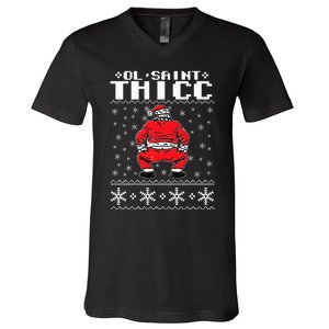 Ol Saint Thicc Christmas Design V-Neck T-Shirt