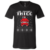 Ol Saint Thicc Christmas Design V-Neck T-Shirt