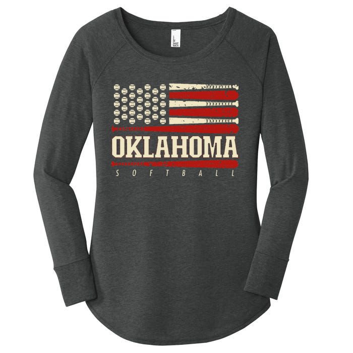 Oklahoma Softball Usa Flag Softball Women's Perfect Tri Tunic Long Sleeve Shirt