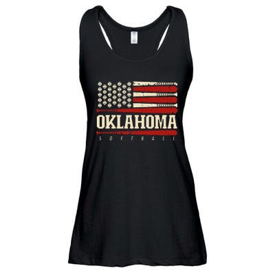 Oklahoma Softball Usa Flag Softball Ladies Essential Flowy Tank