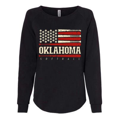 Oklahoma Softball Usa Flag Softball Womens California Wash Sweatshirt