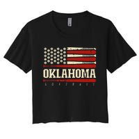 Oklahoma Softball Usa Flag Softball Women's Crop Top Tee