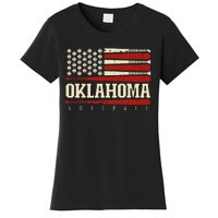 Oklahoma Softball Usa Flag Softball Women's T-Shirt