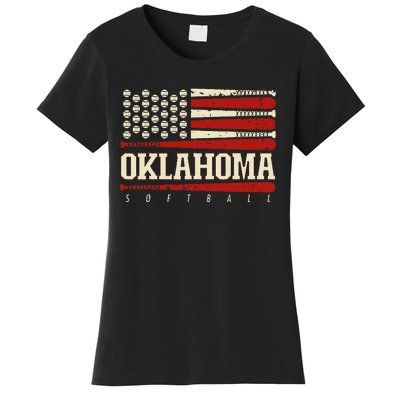 Oklahoma Softball Usa Flag Softball Women's T-Shirt