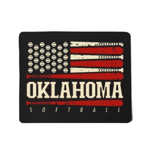 Oklahoma Softball Usa Flag Softball Mousepad