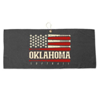 Oklahoma Softball Usa Flag Softball Large Microfiber Waffle Golf Towel