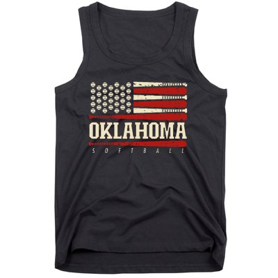 Oklahoma Softball Usa Flag Softball Tank Top