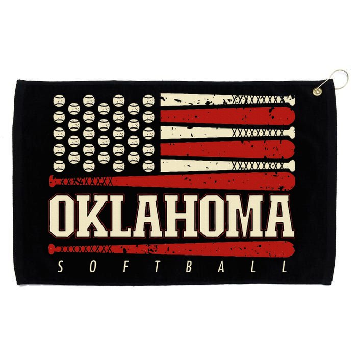 Oklahoma Softball Usa Flag Softball Grommeted Golf Towel