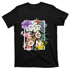 Oregon State Usa Souvenir Flowers Of Oregon Word Art T-Shirt