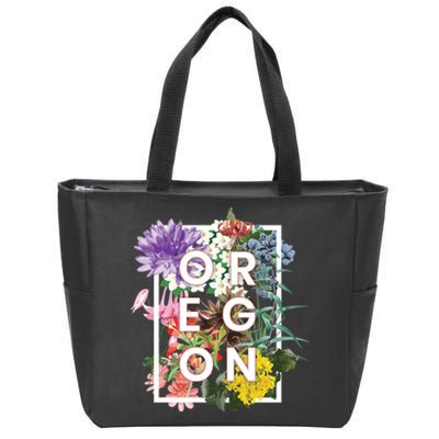 Oregon State Usa Souvenir Flowers Of Oregon Word Art Zip Tote Bag