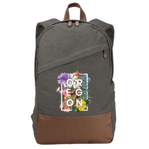 Oregon State Usa Souvenir Flowers Of Oregon Word Art Cotton Canvas Backpack