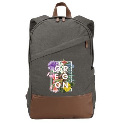 Oregon State Usa Souvenir Flowers Of Oregon Word Art Cotton Canvas Backpack