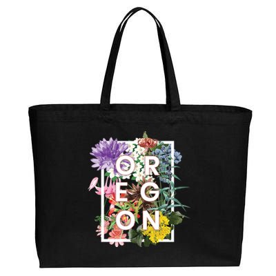 Oregon State Usa Souvenir Flowers Of Oregon Word Art Cotton Canvas Jumbo Tote