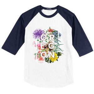 Oregon State Usa Souvenir Flowers Of Oregon Word Art Baseball Sleeve Shirt