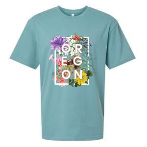 Oregon State Usa Souvenir Flowers Of Oregon Word Art Sueded Cloud Jersey T-Shirt