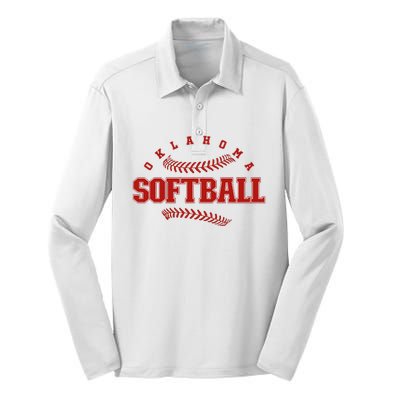 Oklahoma Softball Vintage Team Retro Softball Silk Touch Performance Long Sleeve Polo