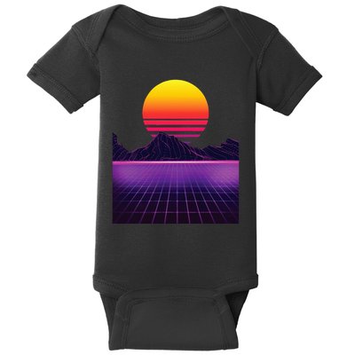 Outrun Synthwave Vaporwave Aesthetic 80S Retro Baby Bodysuit