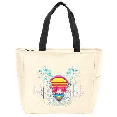 Outrun Synthwave Vaporwave Aesthetic 80S Retro Zip Tote Bag