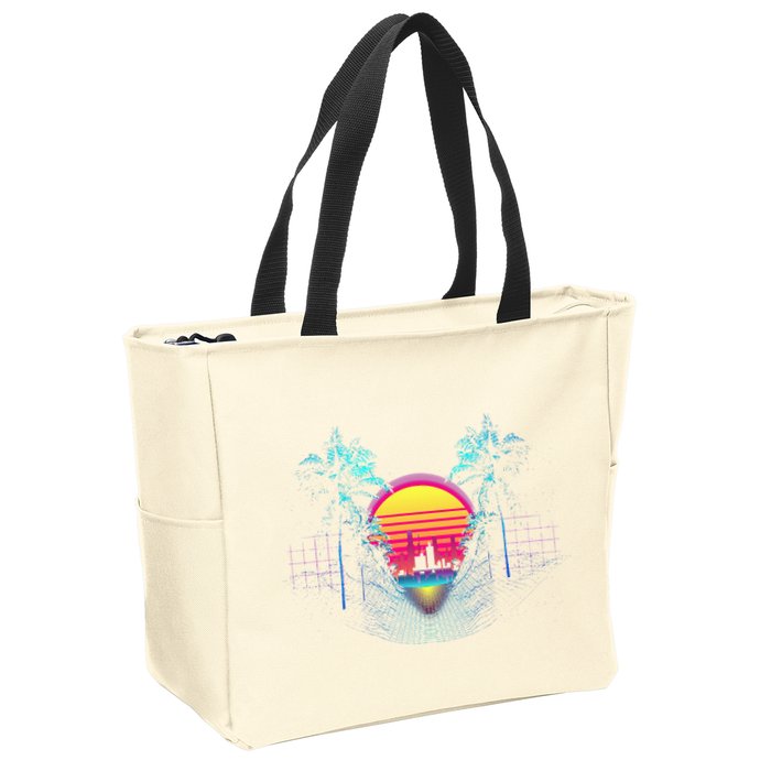 Outrun Synthwave Vaporwave Aesthetic 80S Retro Zip Tote Bag