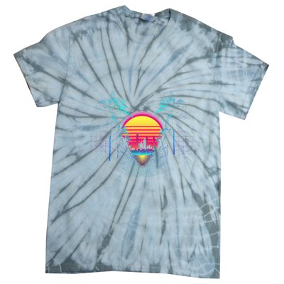 Outrun Synthwave Vaporwave Aesthetic 80S Retro Tie-Dye T-Shirt