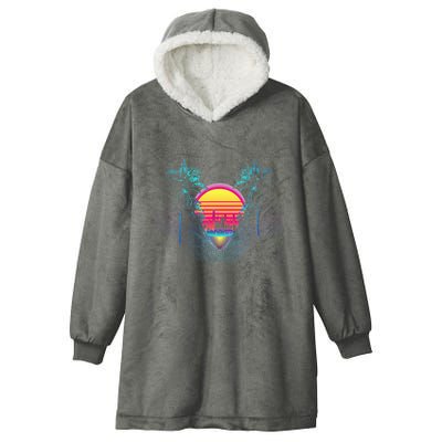 Outrun Synthwave Vaporwave Aesthetic 80S Retro Hooded Wearable Blanket