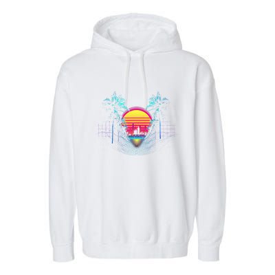 Outrun Synthwave Vaporwave Aesthetic 80S Retro Garment-Dyed Fleece Hoodie