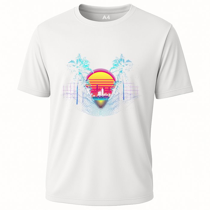 Outrun Synthwave Vaporwave Aesthetic 80S Retro Cooling Performance Crew T-Shirt