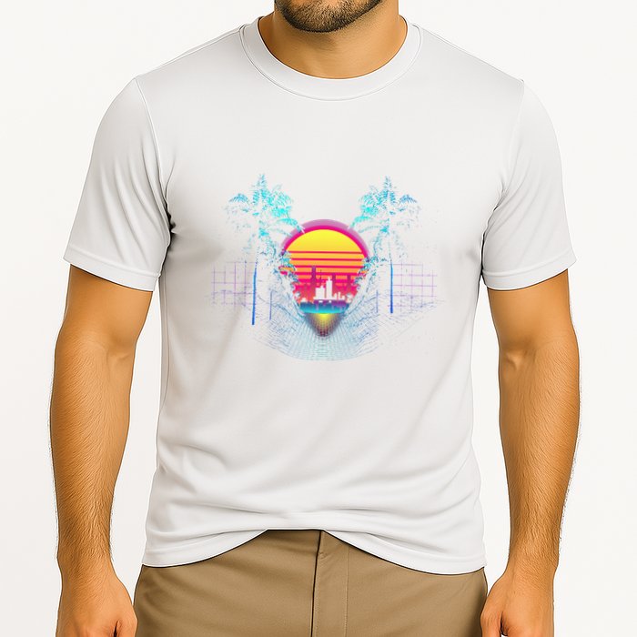 Outrun Synthwave Vaporwave Aesthetic 80S Retro Cooling Performance Crew T-Shirt