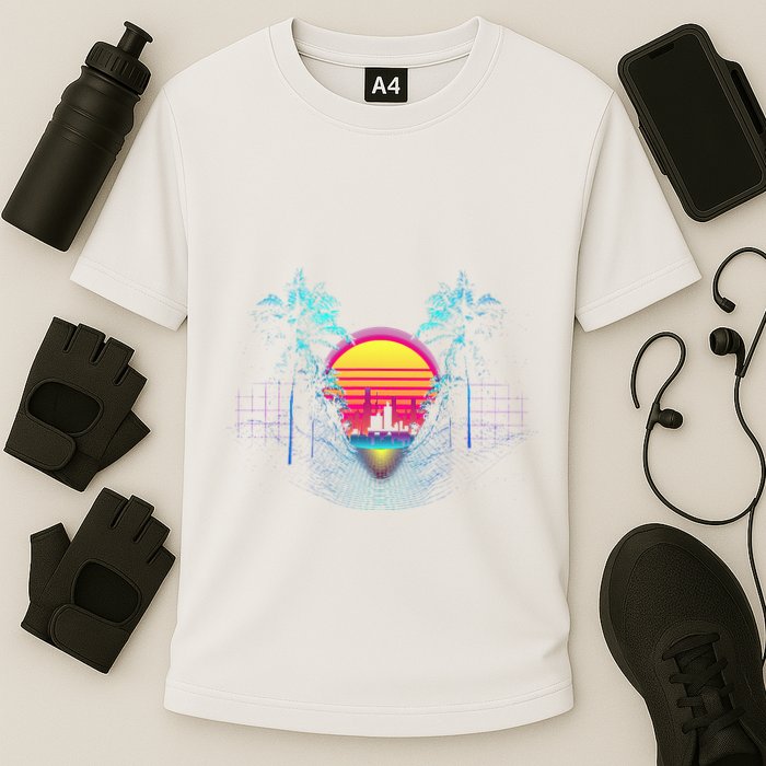 Outrun Synthwave Vaporwave Aesthetic 80S Retro Cooling Performance Crew T-Shirt