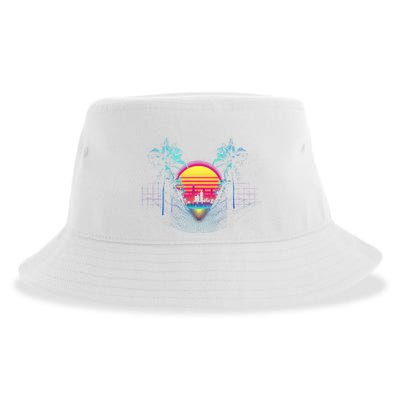 Outrun Synthwave Vaporwave Aesthetic 80S Retro Sustainable Bucket Hat