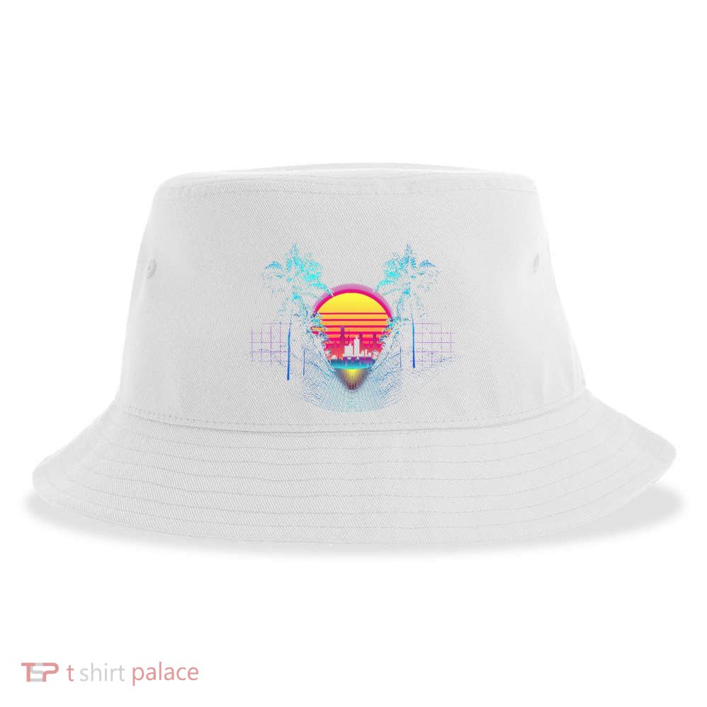 Outrun Synthwave Vaporwave Aesthetic 80S Retro Sustainable Bucket Hat