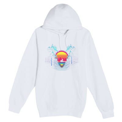 Outrun Synthwave Vaporwave Aesthetic 80S Retro Premium Pullover Hoodie