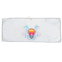 Outrun Synthwave Vaporwave Aesthetic 80S Retro Large Microfiber Waffle Golf Towel