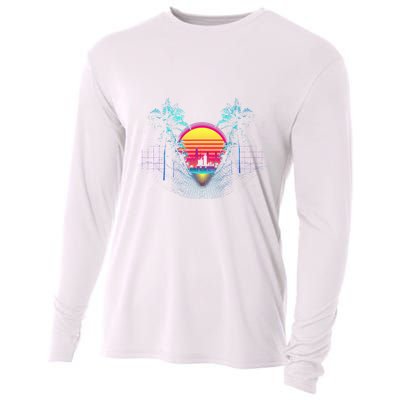 Outrun Synthwave Vaporwave Aesthetic 80S Retro Cooling Performance Long Sleeve Crew