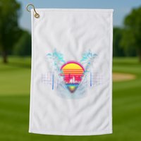 Outrun Synthwave Vaporwave Aesthetic 80S Retro Golf Towel