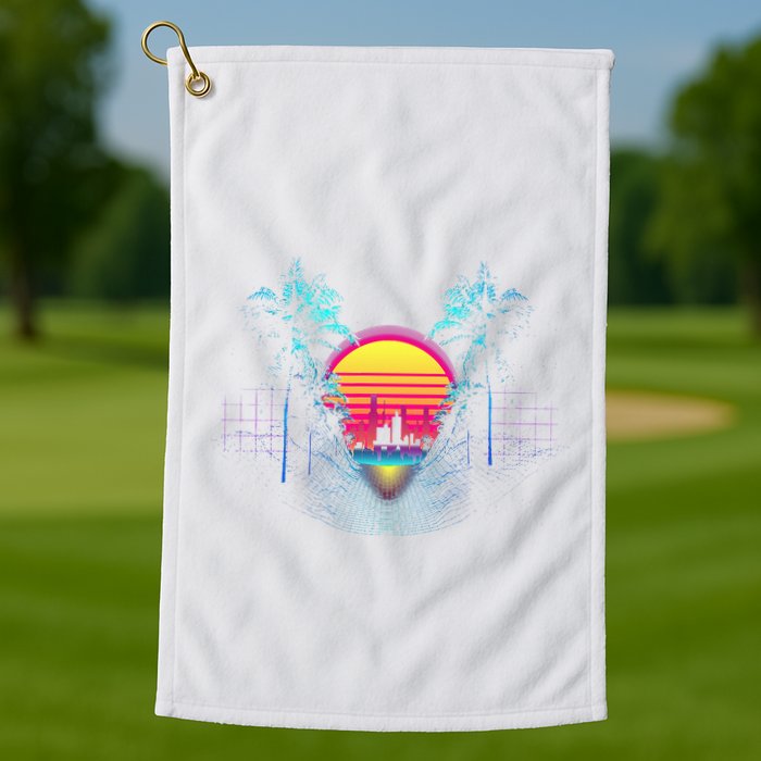 Outrun Synthwave Vaporwave Aesthetic 80S Retro Golf Towel