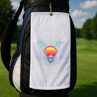 Outrun Synthwave Vaporwave Aesthetic 80S Retro Golf Towel
