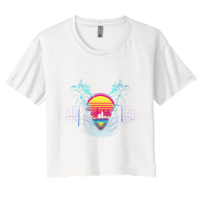 Outrun Synthwave Vaporwave Aesthetic 80S Retro Crop Top